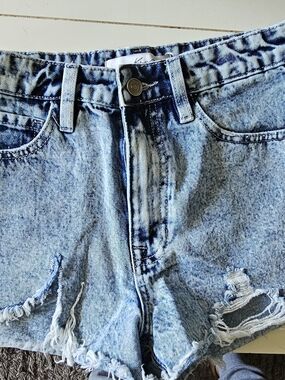 Kan Can Acid Wash Blue Denim Shorts